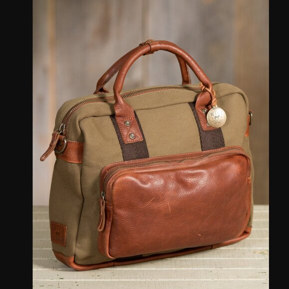 Will Signature Canvas and Bridle Leather Briefcase NWOT - Picture 1 of 14